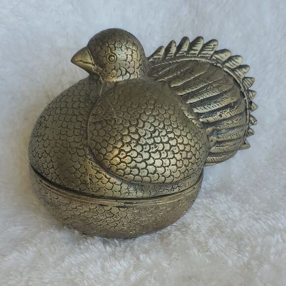 Vintage Brass Hen Trinket Box - Picture 2 of 9